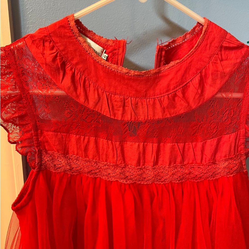 Elegant Red Lace Kids Dress